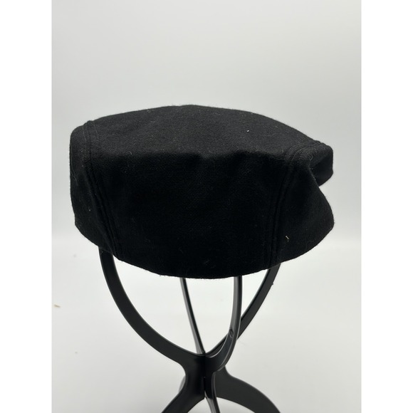 Vintage Stevens Wool Flat Cap Cabbie Hat Black Yellow "I" Iowa Size 7 USA Made - Picture 3 of 9